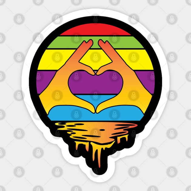 Heart Hands Rainbow Sunset Sticker by Shawnsonart